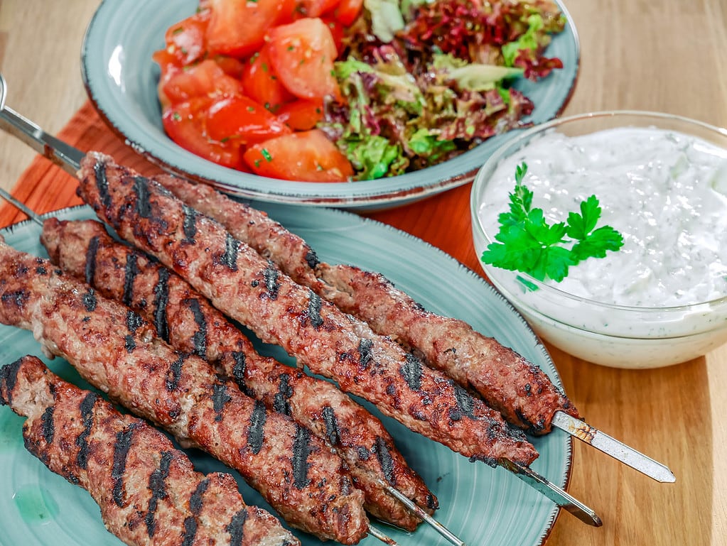 Adana Kebap Hackfleischspieße hasselback kartoffeln