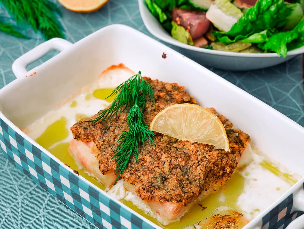 Schlemmerfilet mit Salat kokos milchreis