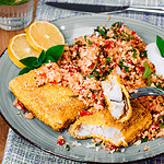 Seelachs in Polenta-Panierung auf Blumenkohl-Couscous