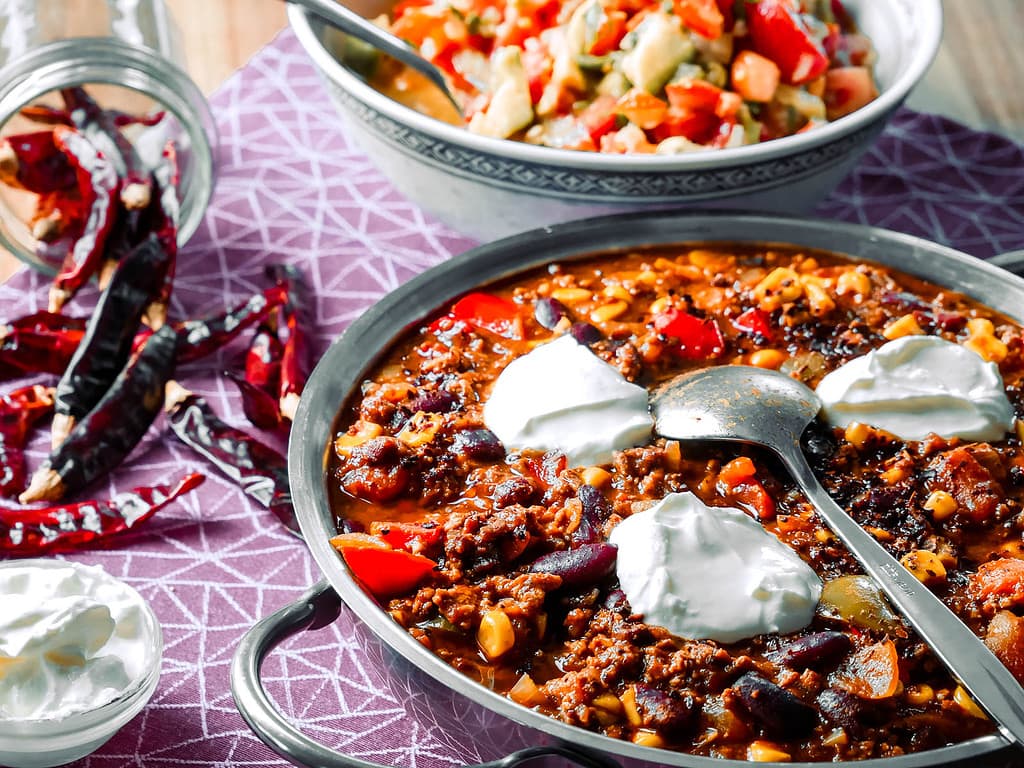 Chili con Carne mit Zimt und Zartbitterschokolade falafel wrap rezept