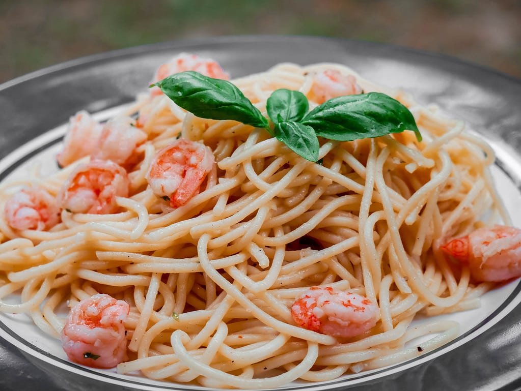 Spaghetti mit Knoblauch-Garnelen