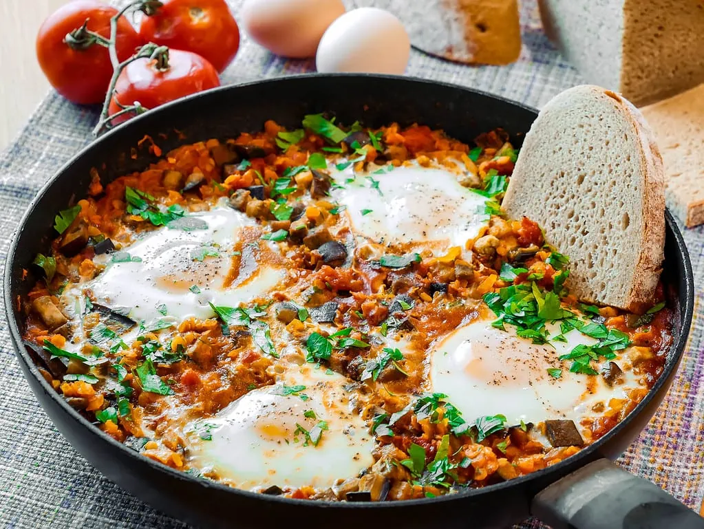 Shakshuka mit Linsen und Auberginen shakshuka rezept