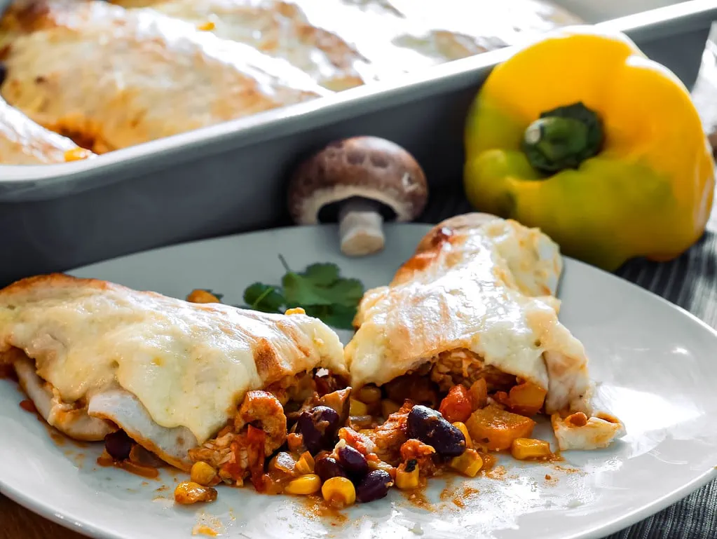 Texmex-Enchiladas mit Hähnchen mexikanischer pfannkuchen auflauf