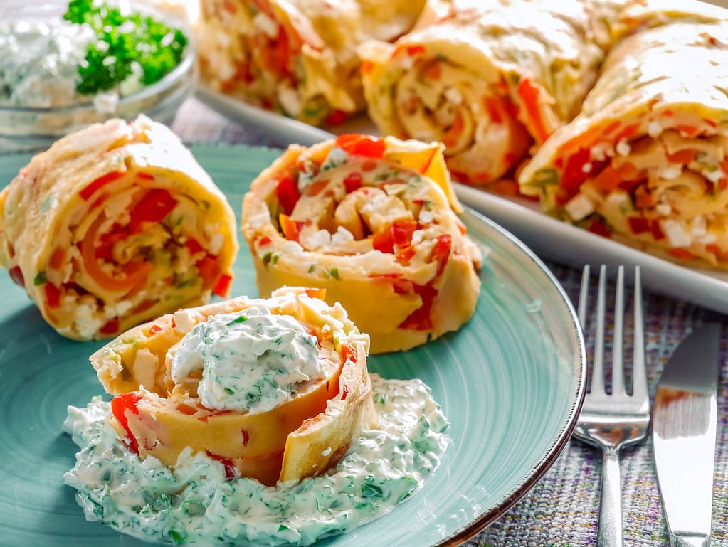 Ofenpfannkuchen mit Gemüse und Feta quinoa-salat orientalisch