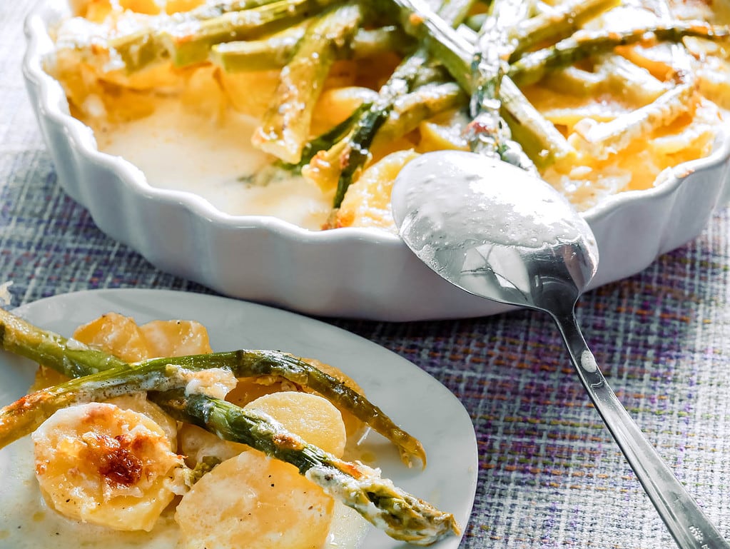 Kartoffelgratin mit grünem Spargel spargel kartoffelauflauf spargel kartoffelauflauf, spargel-kartoffel-gratin, kartoffelauflauf mit grünem spargel, spargel kartoffelgratin