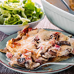 Schinkenlasagne mit Champignons