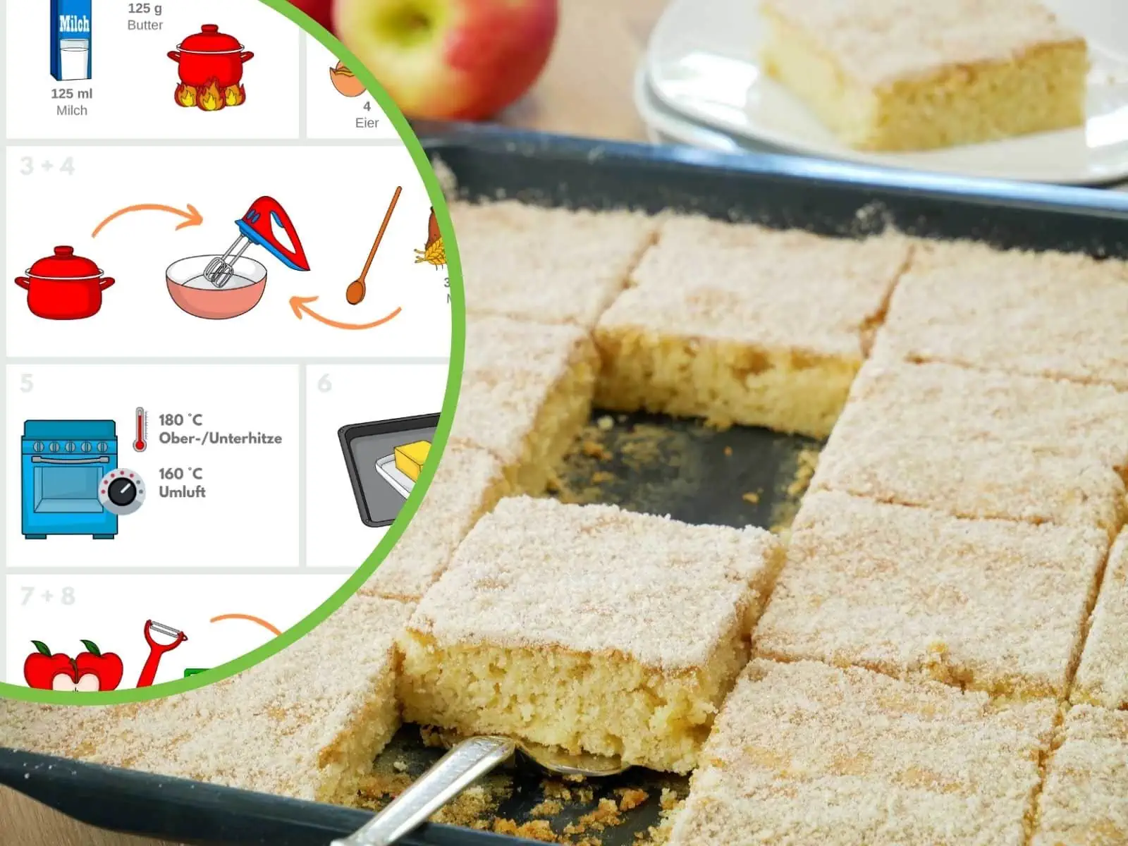 Vorschaubild Sketchrezept für Blitzschneller Apfel-Blechkuchen