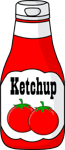 llustration einer Flasche Ketchup mit Etikett.