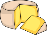 Illustration von Pecorino-Käse mit geschnittenen Stücken.