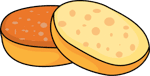 Illustration von zwei runden Toastbrötchen.