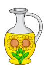 Illustration von einem Krug Sonnenblumenöl.